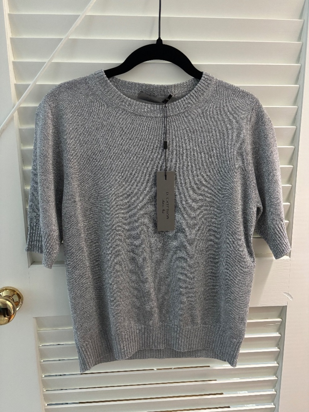 D Exterior Gray Cap Sleeve Top in Shimmer